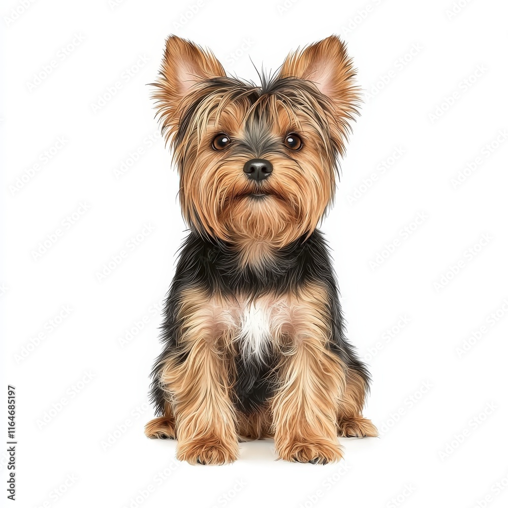 A cute Yorkshire Terrier sitting confidently, showcasing its beautiful coat and expressive eyes, perfect for pet lovers. A cute Yorkshire Terrier sitting confidently, showcasing its beautiful coat and expressive eyes, perfect for pet lovers.
