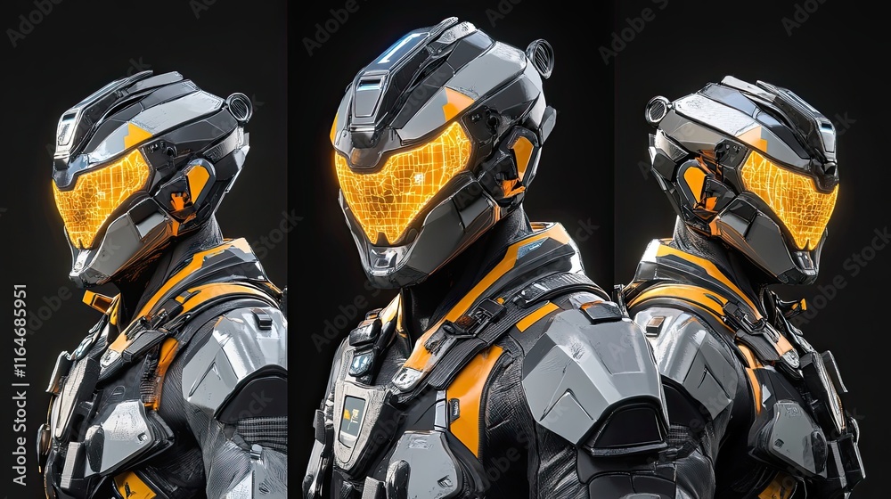 Futuristic Armored Combatant Helmet Designs Displayed Futuristic Armored Combatant Helmet Designs Displayed