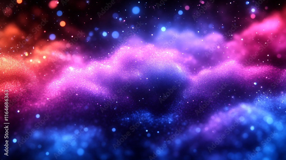 Fototapeta premium Glowing Nebula Cosmic Dust Particles Background