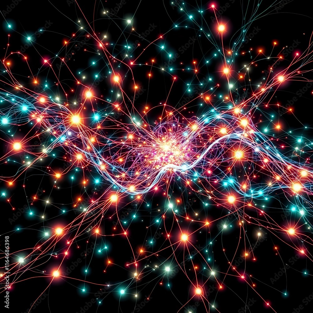 Fototapeta premium Cosmic Brainwave Galaxy in Bioluminescent Art Nouveau Style