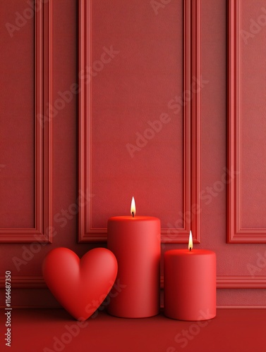 Valentine's Day Romantic Red Candles Heart Wall Paneling Valentine s Day Decor photo