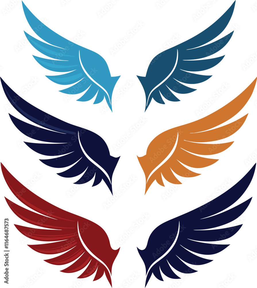 Fototapeta premium Wing colorful clip art vector illustration with white background 