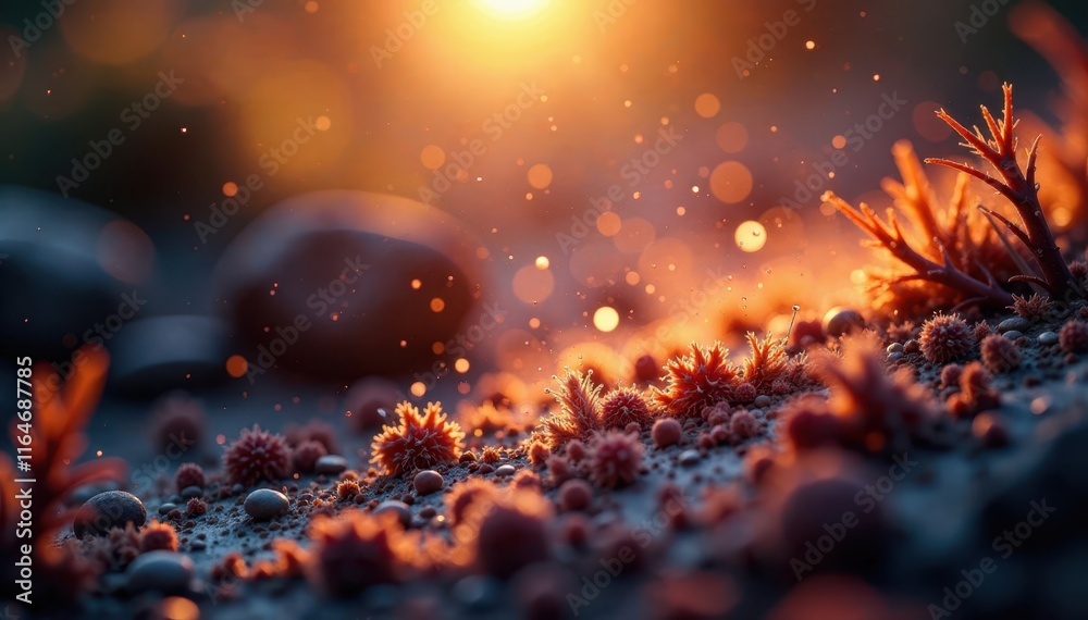 Fototapeta premium Floating dust particles, sunlit, narrow focus, bright leak , creative, abstract