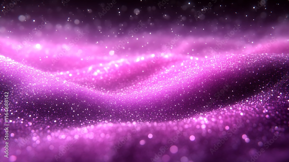 Fototapeta premium Sparkling Purple Glitter Waves Abstract Background