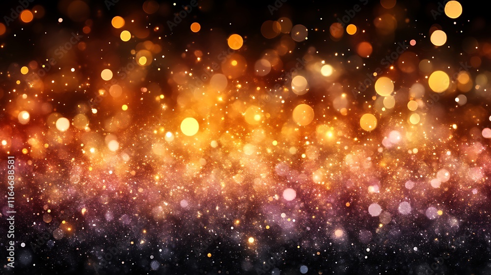 Naklejka premium Golden and orange bokeh lights sparkle brightly