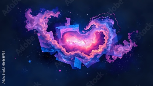 Cosmic Dreamscape: Vibrant Galaxy Nebula in Deep Blues and Pinks