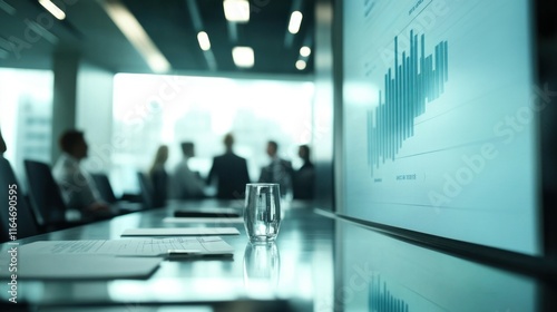 Boardroom, teamwork and people in meeting, white board and controller with financial report and presentation. Business, speaker and group in office, listening and discussion of sales and analysis