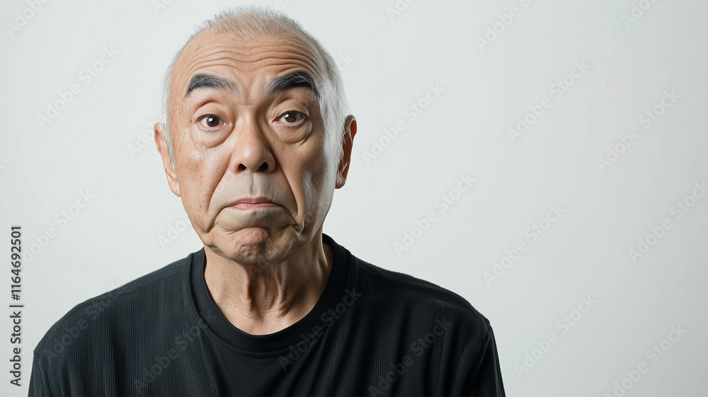 Obraz premium 怒りを正面から捉えた高齢男性