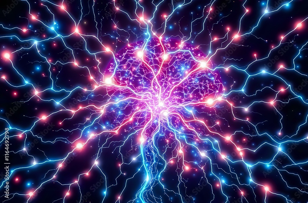Radiant Energy Burst in Motion, Black Background Radiant Energy Burst in Motion, Black Background