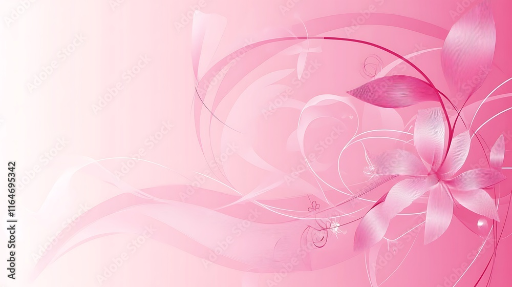Abstract Pink Floral Design With Delicate Curves and Lines Abstract Pink Floral Design With Delicate Curves and Lines