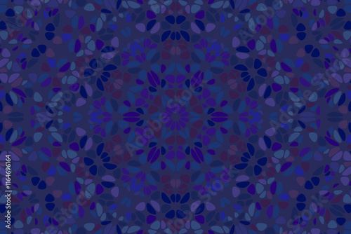Dynamic radial flower mosaic landing page background - hypnotic circular floral vector graphic from colorful stones