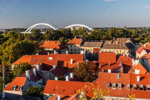 Lower castle area and Zezelj Bridge in Novi Sad, Serbia photo