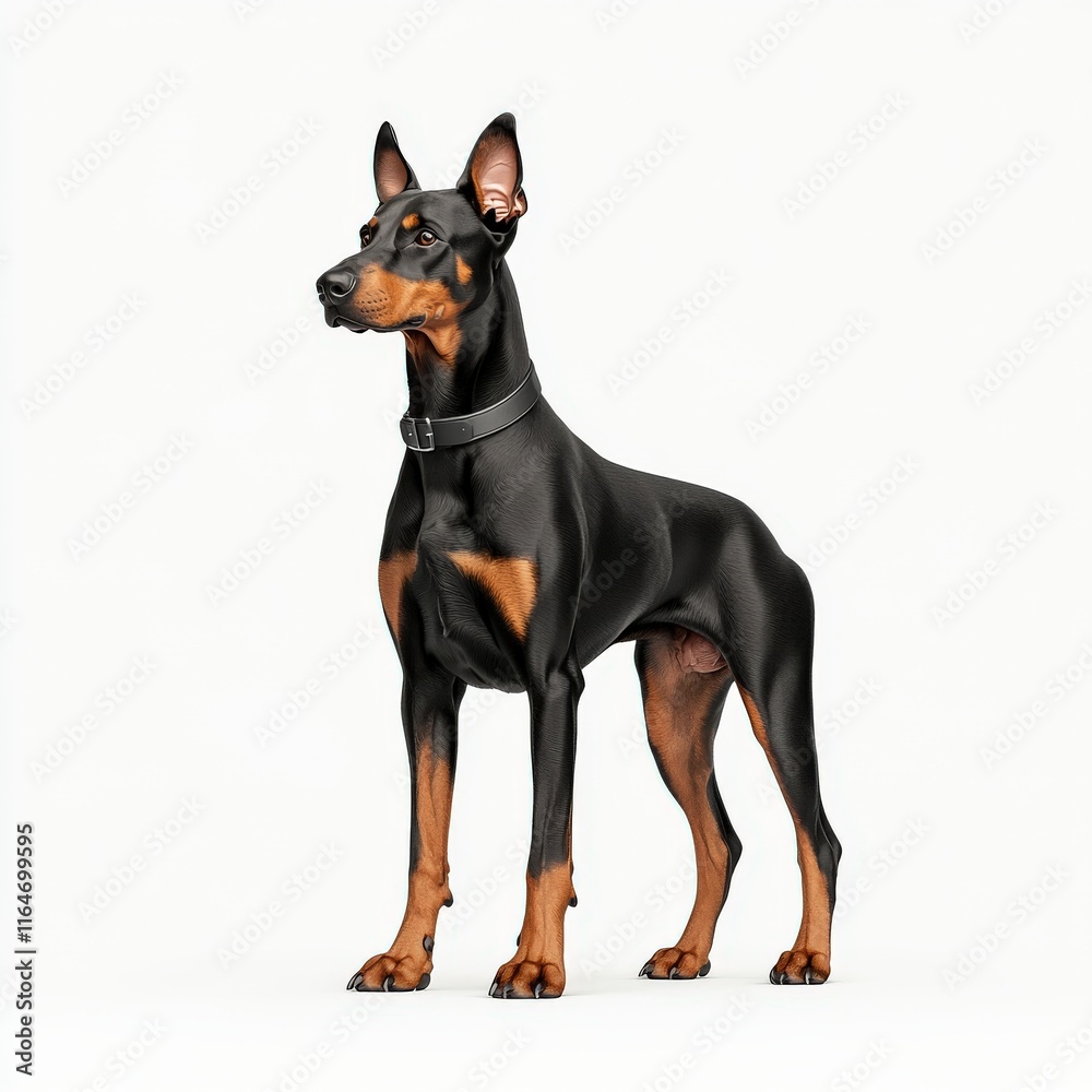A striking Doberman dog standing proudly, showcasing its sleek coat and strong physique. Ideal for pet lovers and animal enthusiasts. A striking Doberman dog standing proudly, showcasing its sleek coat and strong physique. Ideal for pet lovers and animal enthusiasts.