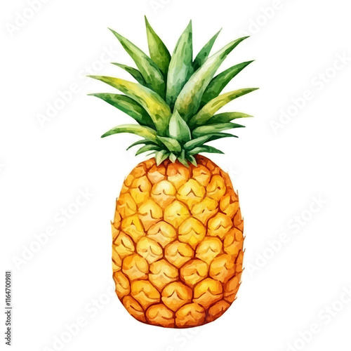 A watercolor drawing of a pineapple, isolated on a white background. Pineapple vector.
