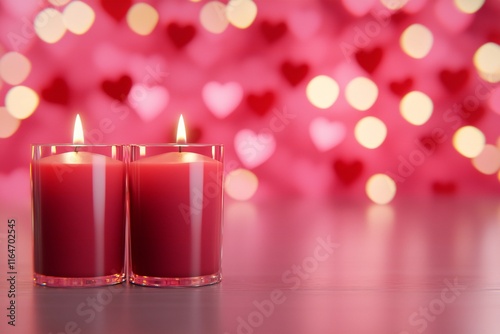 Valentine's Day Romantic Red Candles Valentine s Day Love Hearts Background photo