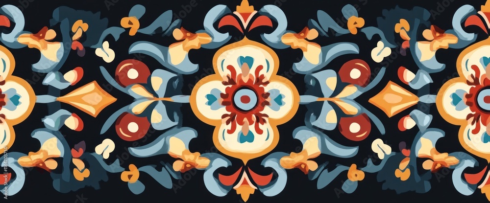 Fototapeta premium Ornate floral damask pattern border.