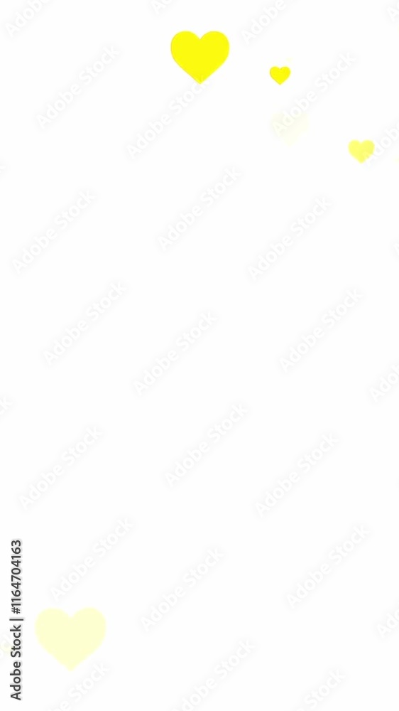 Falling yellow hearts on a white background animated wallpaper
