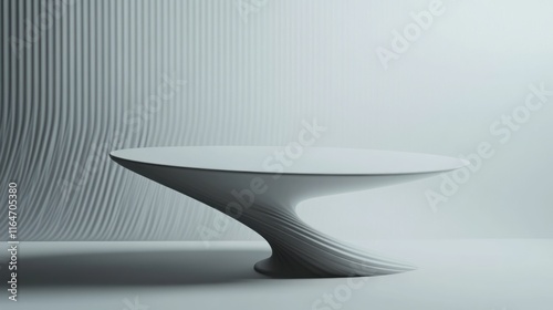 Abstract white pedestal on a minimalist background.