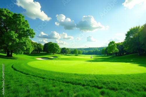 Wallpaper Mural Lush green golf course fairway, vibrant texture, grass, environment, texture Torontodigital.ca