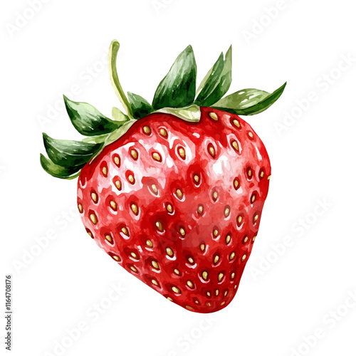 A watercolor drawing of a strawberry, isolated on a white background. Strawberry vector.
