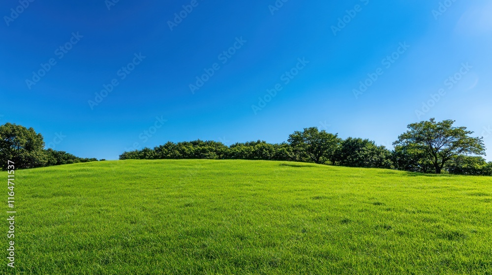 Serene Green Meadow Under a Vast Blue Sky Serene Green Meadow Under a Vast Blue Sky