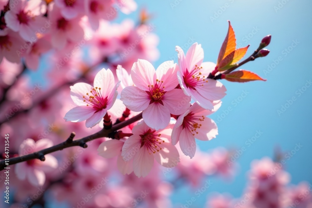 Obraz premium Close-up view of a single cherry blossom branch , isolated, branch