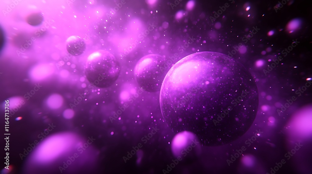 Purple Spheres Float in a Glowing Cosmic Dust Cloud Purple Spheres Float in a Glowing Cosmic Dust Cloud