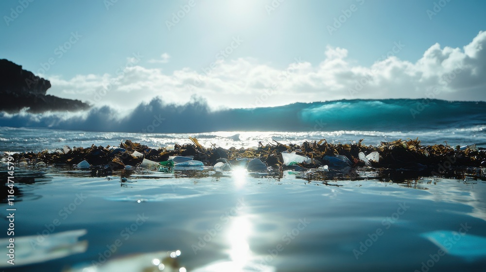 Obraz premium Tidal Pool Waste Under Bright Midday Sunlight