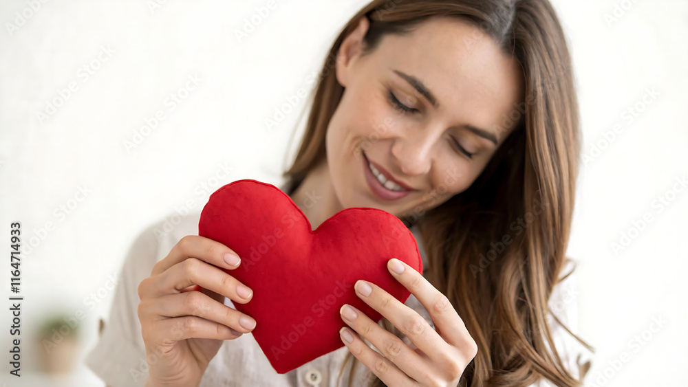 woman with heart in hands on white background woman with heart in hands on white background