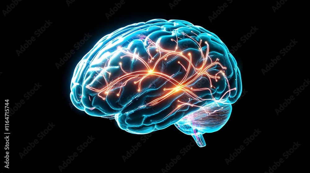 glowing human brain, neural network - ai glowing human brain, neural network - ai