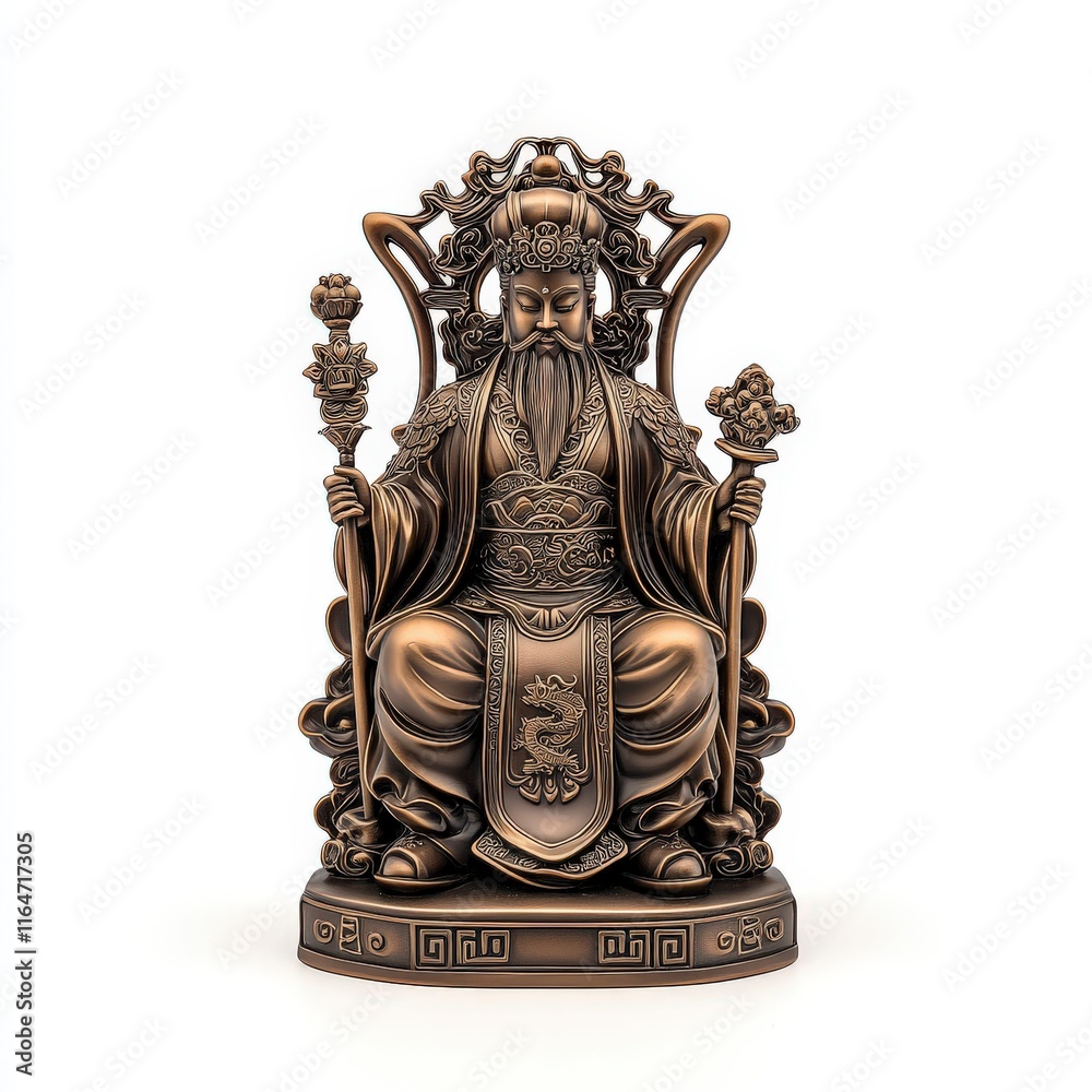 A detailed bronze statue of a seated deity, symbolizing wisdom and power, perfect for cultural and artistic themes. A detailed bronze statue of a seated deity, symbolizing wisdom and power, perfect for cultural and artistic themes.