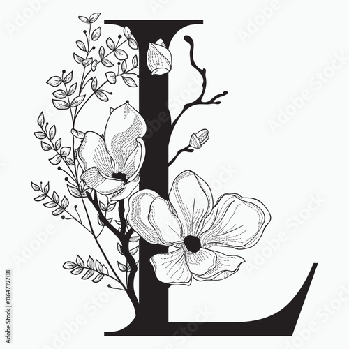 font lettering decorative floral series 