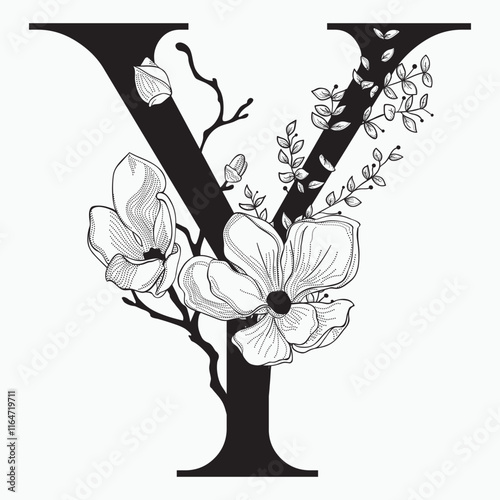 font lettering decorative floral series 