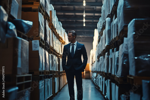 Businessman in a warehouse