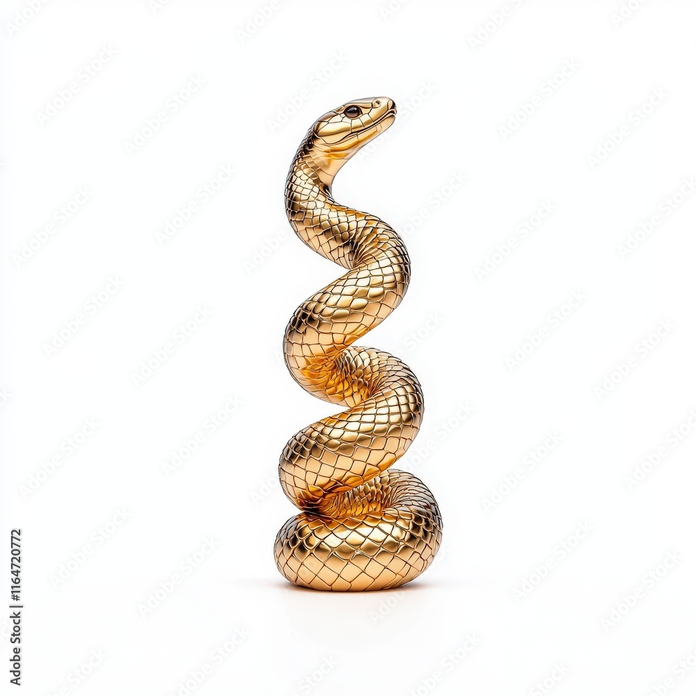 Obraz premium A stunning golden snake sculpture, symbolizing transformation and rebirth, perfect for art enthusiasts and collectors.