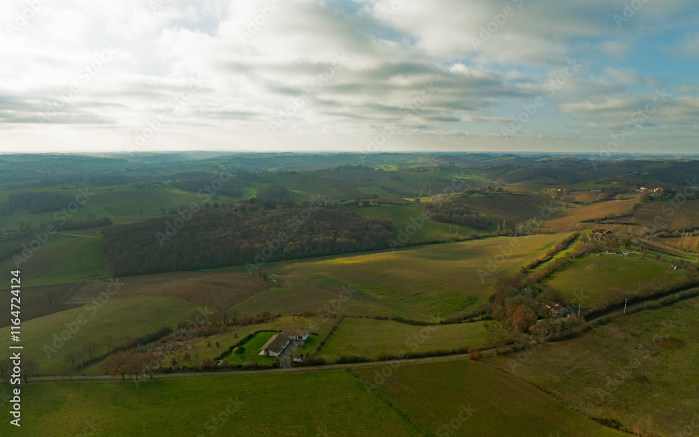 Naklejka premium Campagne et couleurs d'hiver