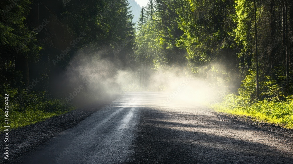 Forest Road with Soft Shadows and Pollution Contrast Forest Road with Soft Shadows and Pollution Contrast
