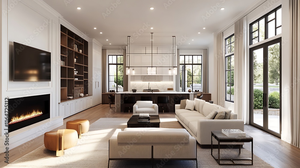 Fototapeta premium Modern Open Plan Living Room Kitchen Design