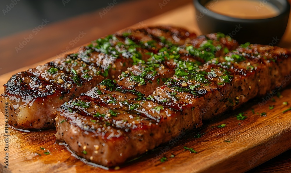 A juicy steak topped with rich creamy garlic sauce A juicy steak topped with rich creamy garlic sauce