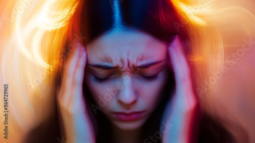 Emotional Portrait of a Young Woman at Night with Bokeh Lighting and Urban Background, Capturing Themes of Solitude and Introspection