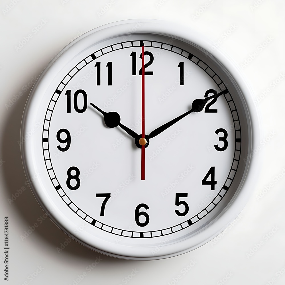 A Simple White Analog Clock Shows Twelve Oclock A Simple White Analog Clock Shows Twelve Oclock