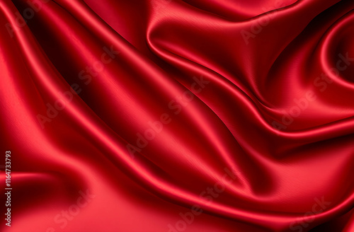 A luxurious texture of flowing red silk fabric with little soft folds, red silk cloth material
