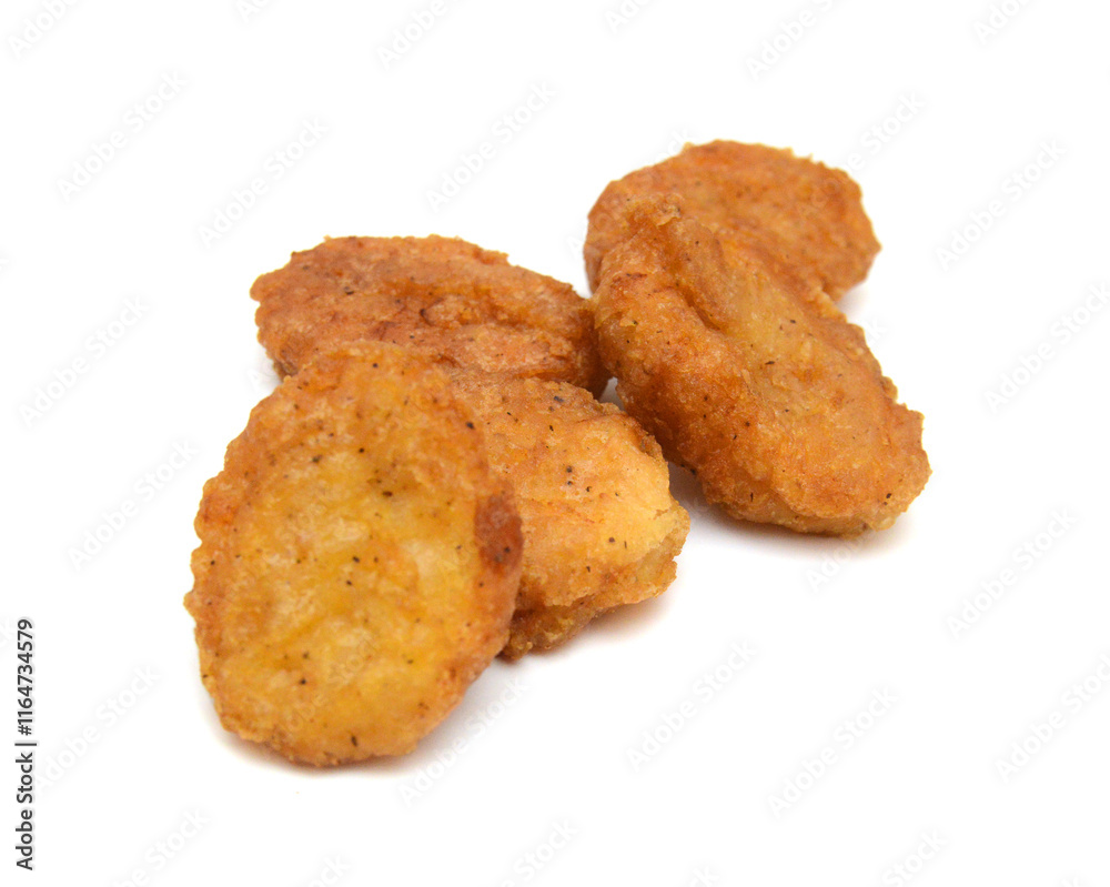 Chicken nuggets isolated on white background