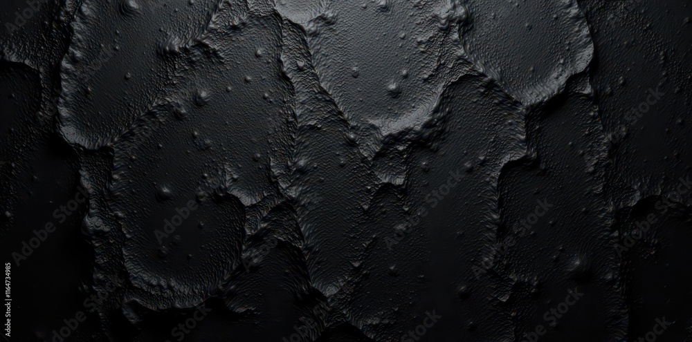 Fototapeta premium Black metal texture, rough surface, deep shadows, industrial, reflective, scratched