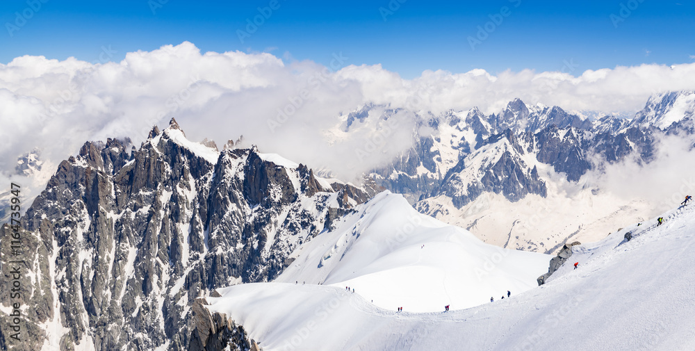 Spectacular view with Alps Mountains at Aiguille du Midi in Chamonix France