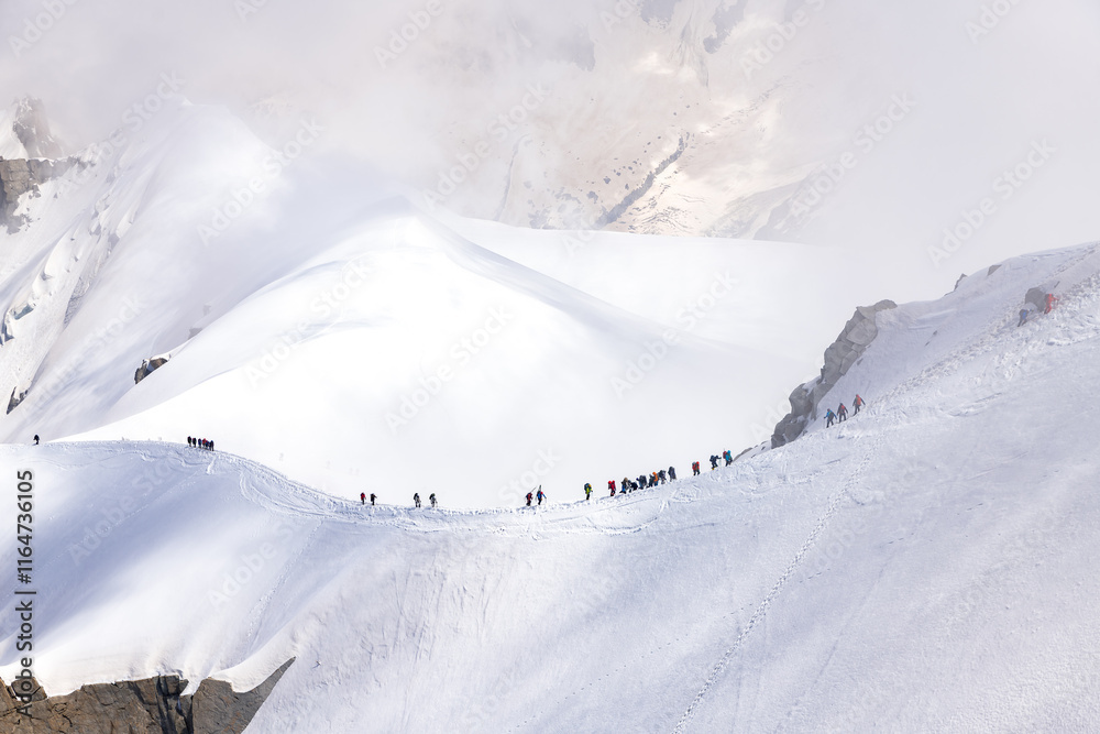 Spectacular view with Alps Mountains at Aiguille du Midi in Chamonix France