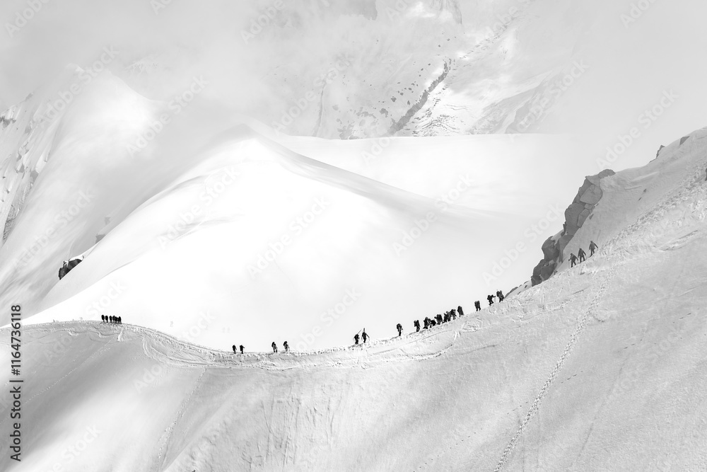 Spectacular view with Alps Mountains at Aiguille du Midi in Chamonix France