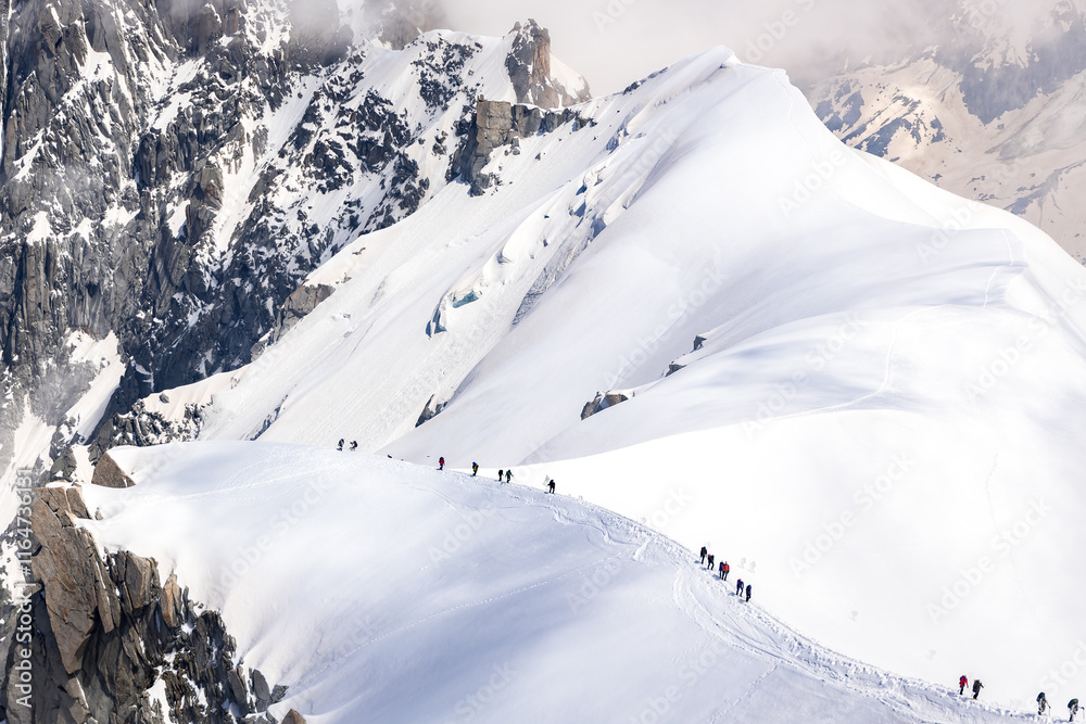 Spectacular view with Alps Mountains at Aiguille du Midi in Chamonix France