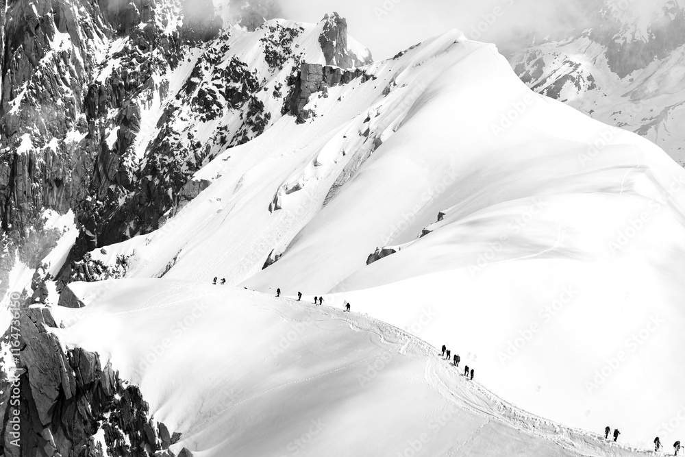 Spectacular view with Alps Mountains at Aiguille du Midi in Chamonix France