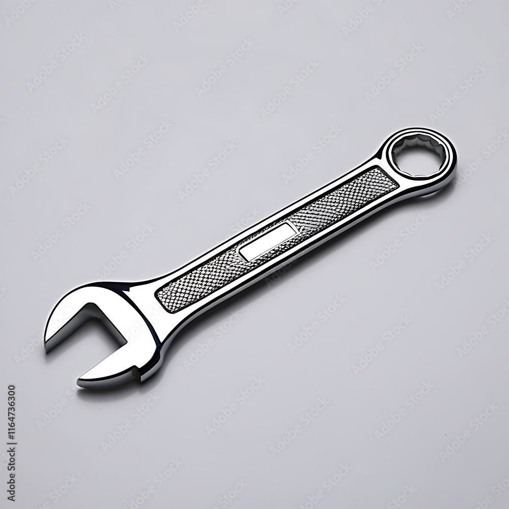 A Shiny Chrome Wrench Isolated on White Background A Shiny Chrome Wrench Isolated on White Background